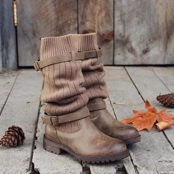 Women'S Round Toe Woolen Boots 42333029C