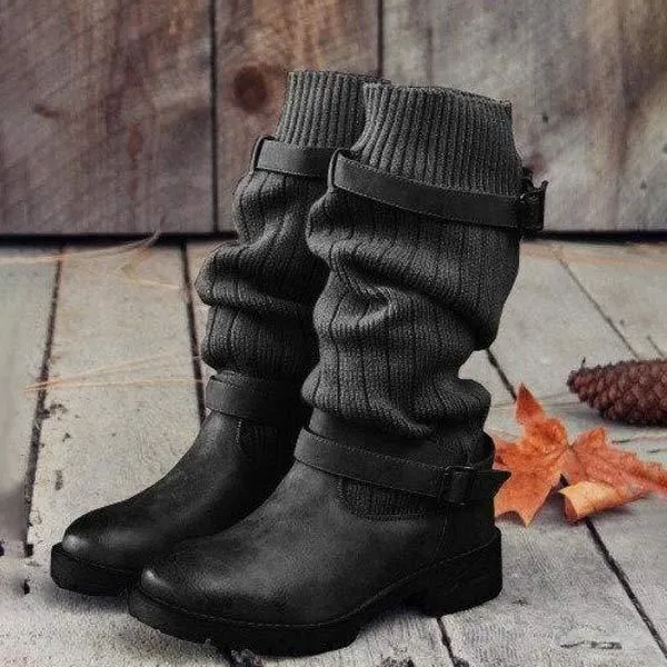 Women'S Round Toe Woolen Boots 42333029C