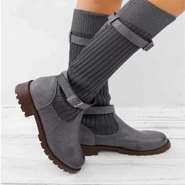 Women'S Round Toe Woolen Boots 42333029C