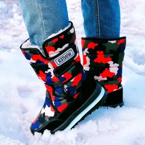 Women's winter mid calf thick fur lining snow boot antiskid waterproof boots