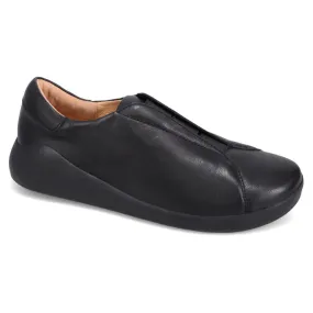 Ziera Yass Black Leather Elastic Flat Shoe (Women's)